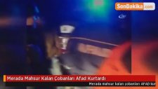 Merada Mahsur Kalan Çobanları Afad Kurtardı