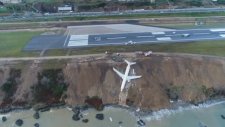 Trabzon'da Pistten Çıkan Uçağın Drone Görüntüsü