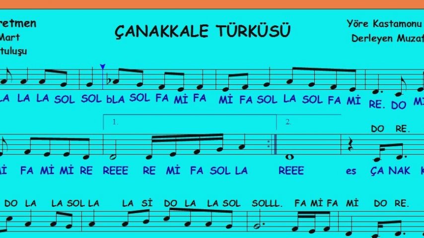 Canakkale Turkusu Notalari Yeter Ki Siz Okuyun Arabuloku Com