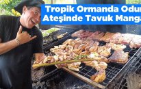 Tropik Ormanda Odun Atesinde Tavuk Mangal