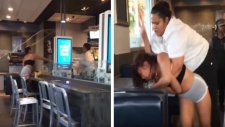 Mcdonalds Çalışanı Kilolu Kadının Müşteriyi Fena Sopalaması
