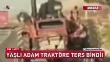 Traktöre Ters Binen Yaşlı Adam