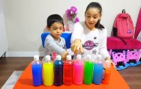 Abla Kardeş Slime Yarışması sis vs bro 3 colors of glue slime challenge, Fun kid video