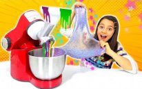 Slime Yoğurup Slime Kıyması Yaptık Mixing Slime in Meat Grinder, Fun kid video