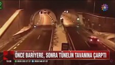 Bariyerin Üzerinden Uçarak Tünele Giren Otomobil