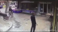 Virajı Alamayan Bisikletlinin Adama Çarpması