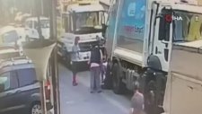 Esenyurt’ta Çöp Kamyonu Altında Kalan Anne Ve Oğlunun İnanılmaz Kurtuluşu Kamerada
