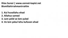 namaz sureleri - ıhlas suresi - latince okunusu ve hd ses kalitesi - cennet-kapi