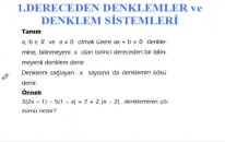 1 dereceden denklemler
