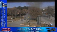 erzincan'da bir anda alev alan araç mobese kameralarında