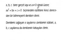 2 Dereceden Denklemler