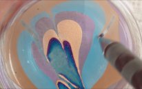 Nail art - Suda Oje Desenleri 2 - Simli Ebruli