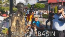 Pandomim Sanatçısına Yapılan Polis Müdahalesine Halk Müdahalesi