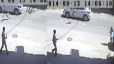 Araba Küçük çocuğu böyle fırlattı