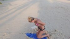 Kızın Bikinisini Açmaya Çalışan Köpek (Meme İçerir mi Acaba?)
