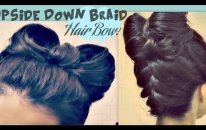 HAIR BOW TUTORIAL UPSIDE DOWN BRAID BUN | FRENCH STYLE UPDO HAIRSTYLE FOR LONG HAIR LADY GAGA