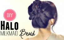 HAIR TUTORIAL | EVERYDAY HALO MILKMAID BRAID FOR MEDIUM LONG HAIR | SCHOOL HAIRSTYLES UPDOS | PROM