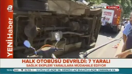 İstanbul'da halk otobüsü devrildi