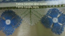 Mavi Çiçek Motifli iğne Oyası Havlu Kenarı