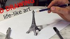 Optik İllüzyon Ustasından 3 Boyutlu Eiffel Kulesi Çizimi