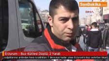 Erzurum 'da Buz Kütlesi Düştü: 2 Yaralı
