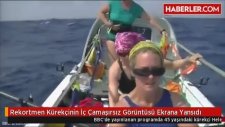 Rekortmen Kürekçinin İç Çamaşırsız Görüntüsü Ekrana Yansıdı