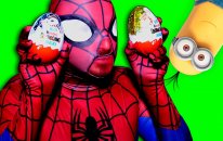 In Real Life Spiderman vs Giant Kinder Surprise Egg | Minions Toys