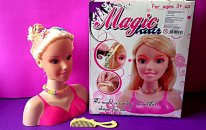 Magic Hair Saç Tasarım Oyuncağı-Sihirli Saçlar Saç Tasarım Büstü-Kuaför Seti