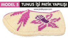 Çiçek ve Yaprak Desenli Tunus İşi Patik Yapılışı - Model 5 - Baştan Sona Anlatımlı - HD
