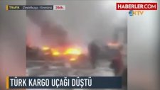 Türk Kargo Uçağı Kırgızistan'da Binaların Üzerine Düştü 4'ü Mürettebat 32 Kişi Öldü