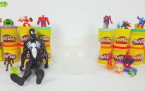 Black Spiderman (Venom) Play Doh Giant Surprise Egg Paw Patrol Batman Kinder Surprise