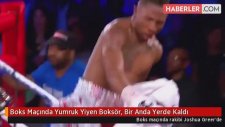 Boks Maçında Yumruk Yiyen Boksör, Bir Anda Yerde Kaldı