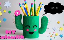DIY Kaktüs Kalemlik / Cactus Desktop Pencil Holder