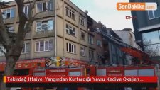 Tekirdağ'da İtfaiye Eri Yangından Kurtardığı Yavru Kediye Oksijen Verdi
