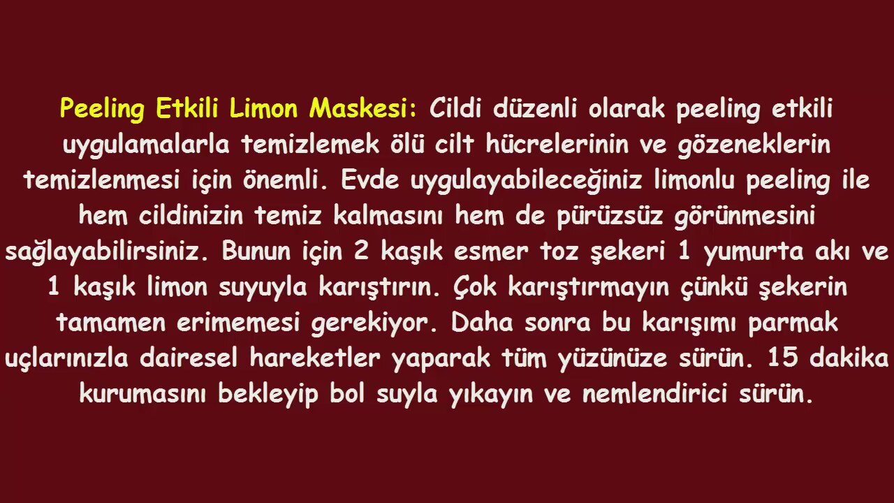 Limonun Cilde Faydaları Limonun Cilde Faydaları