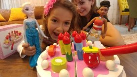 Elsanın Doğum Günü, Misafir Sadece Moana Gelmiş,ahşap Pasta Seti , Toys Unboxing ,
