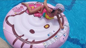 Hello Kitty Ada İle Elif Havuzda ,uzun Süredir İlk Havuz Keyfimiz, Eğlenceli Çocuk Videosu