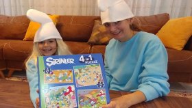 Şirine Ve Huysuz Şirin Puzzle Yapıyor, Eğlenceli Çocuk Videosu, Toys Unboxing