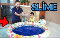 Bir Havuz Dolusu Dev Slime Nasıl Yapılır Eğlenceli Çocuk Videosu